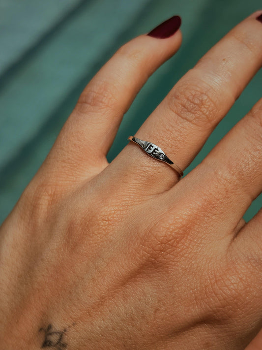 Anel Fé - joia em prata 925