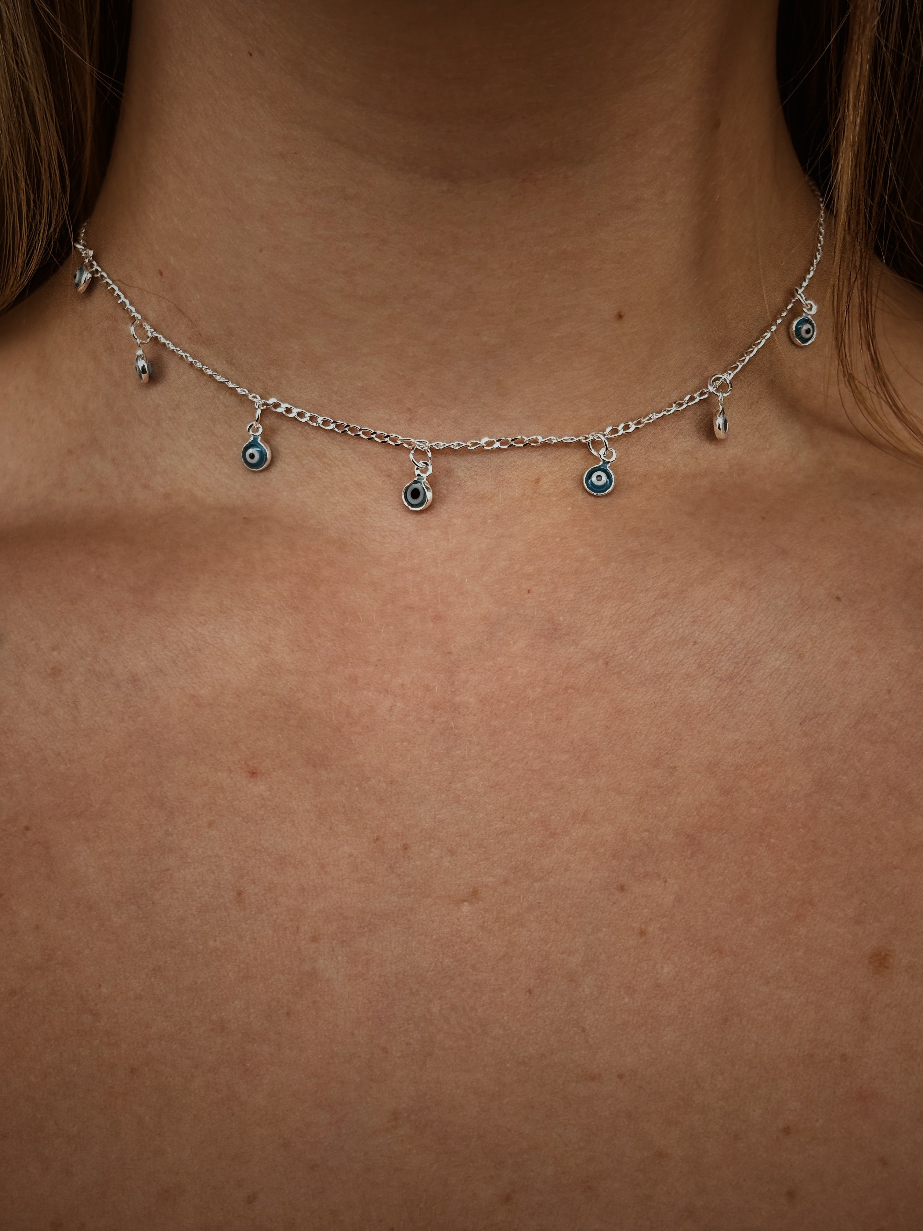 Colar Chocker Olho Grego - joia em prata 925