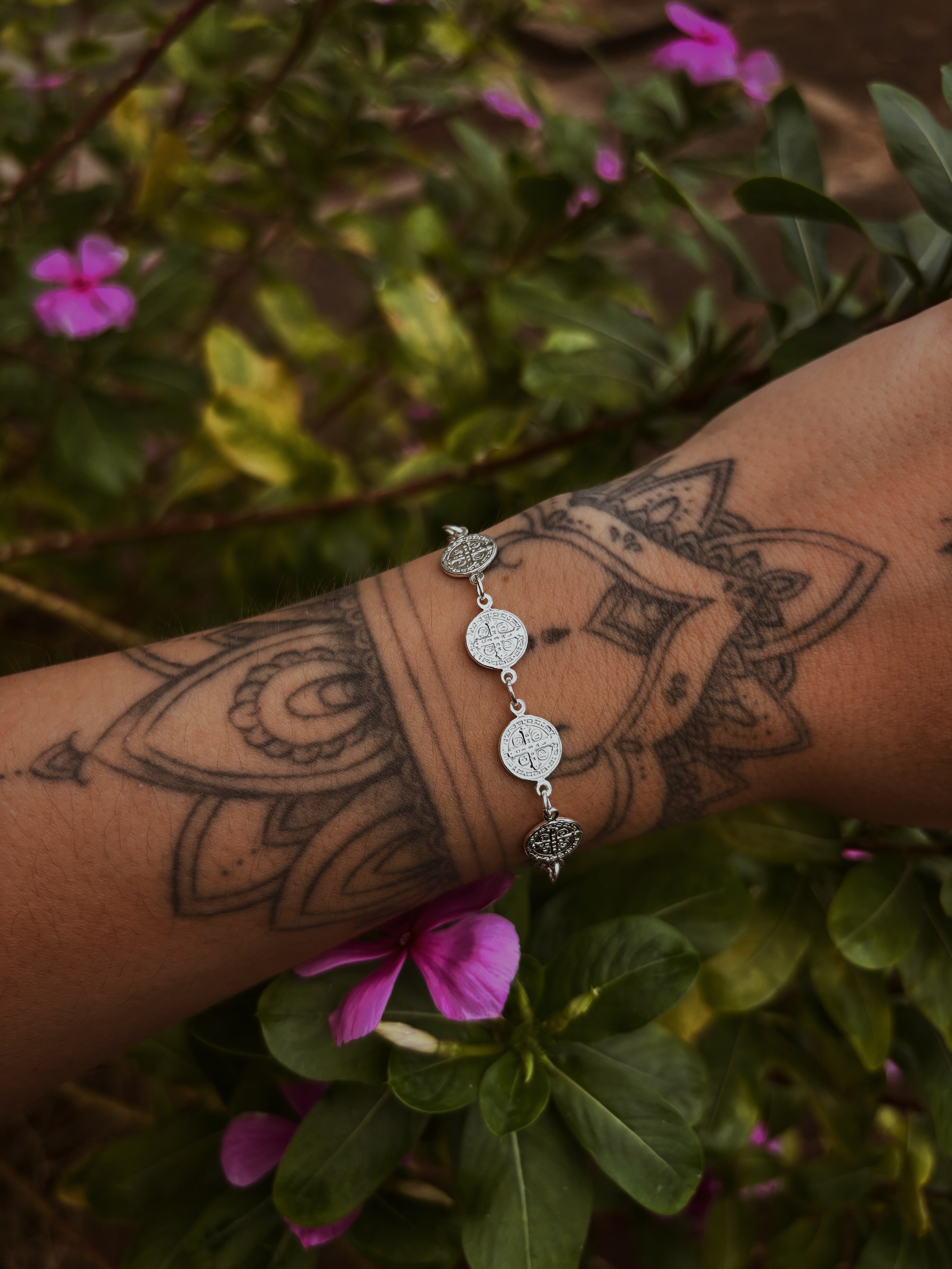 Pulseira Medalhas São Bento - joia em prata 925